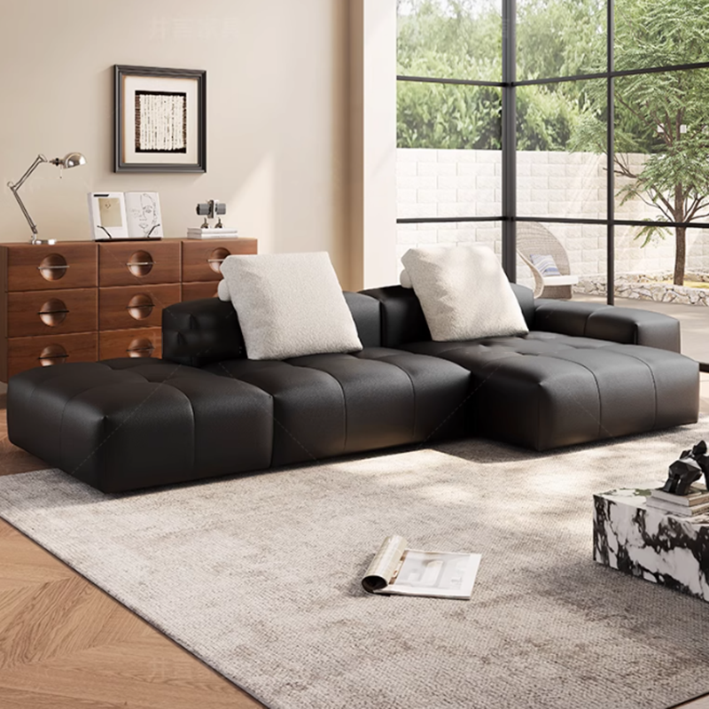 Home Cinema Design - Nordic Leather Compressed Sofa Minimalist Luxury