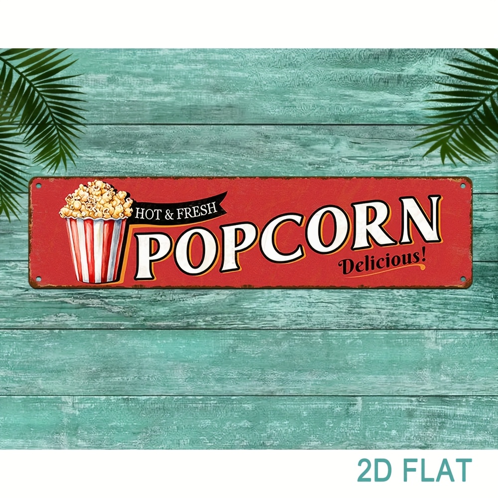 Home Cinema Design - Vintage Aluminum Popcorn Sign Retro Wall