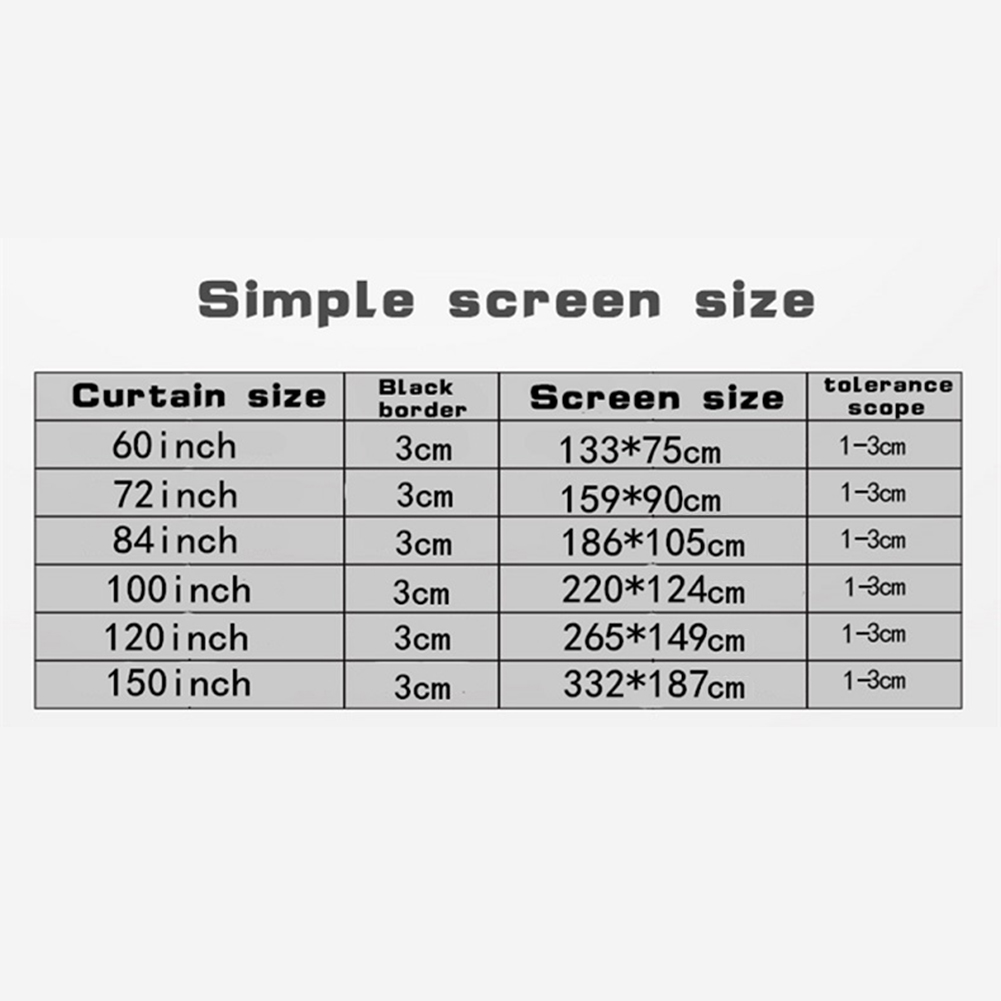 Home Cinema Movies - 16:9 Simple Projector Curtain 60/72/84/100/120/150 inch