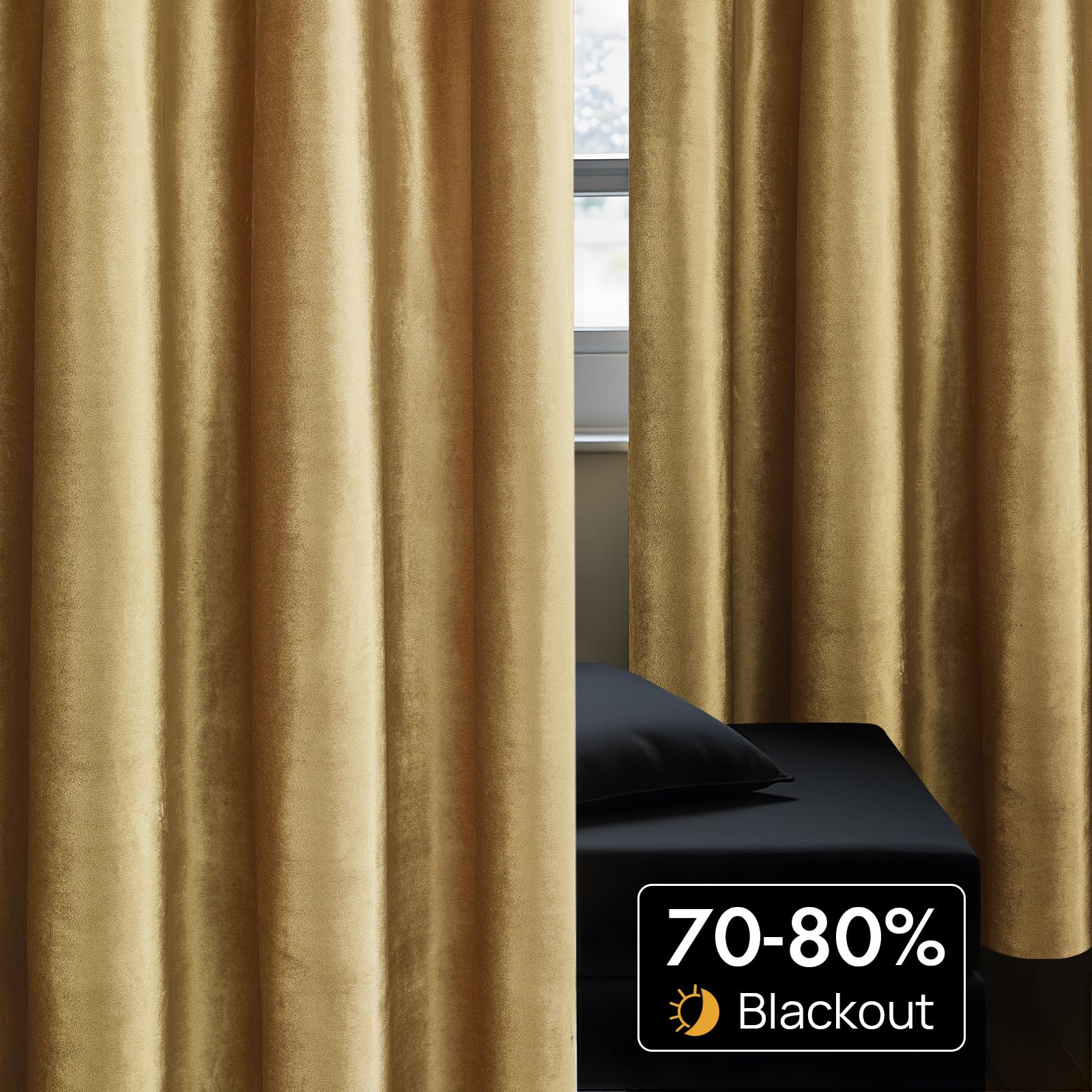Gold Velvet Curtains for Livin - Blackout Curtain Thick avis et prix