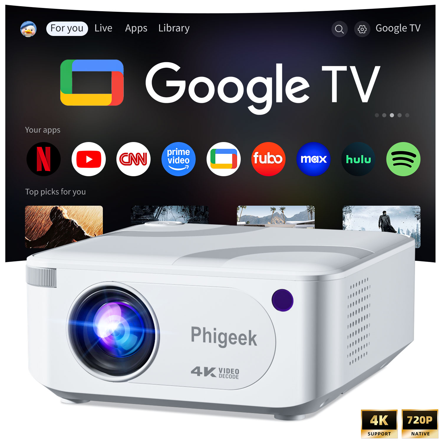 Mini Projector 300 ANSI Androi - Home Cinema App avis et prix