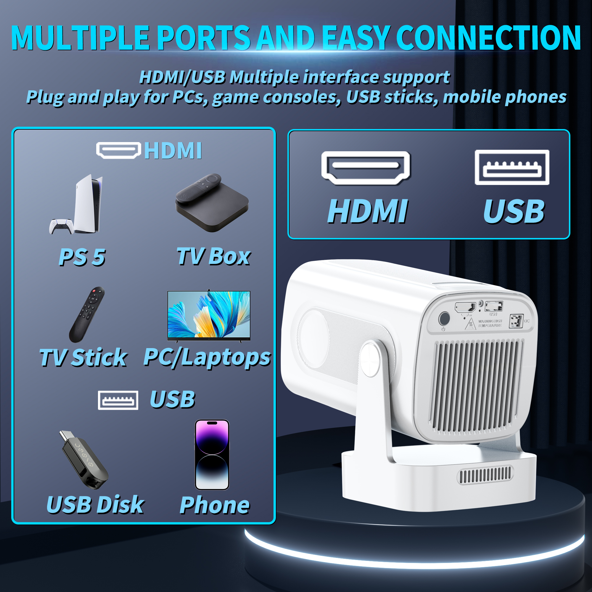 Projector 4K Native HD 1080P W - Home Cinema App avis et prix