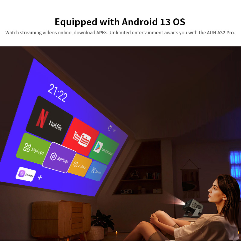 AUN A32 Pro MINI Android Proje - Home Cinema Movies avis et prix