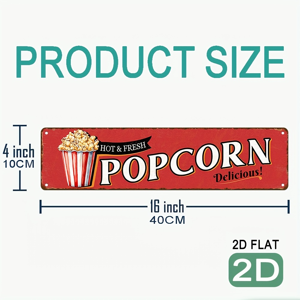Vintage Aluminum Popcorn Sign  - Home Cinema Design avis et prix