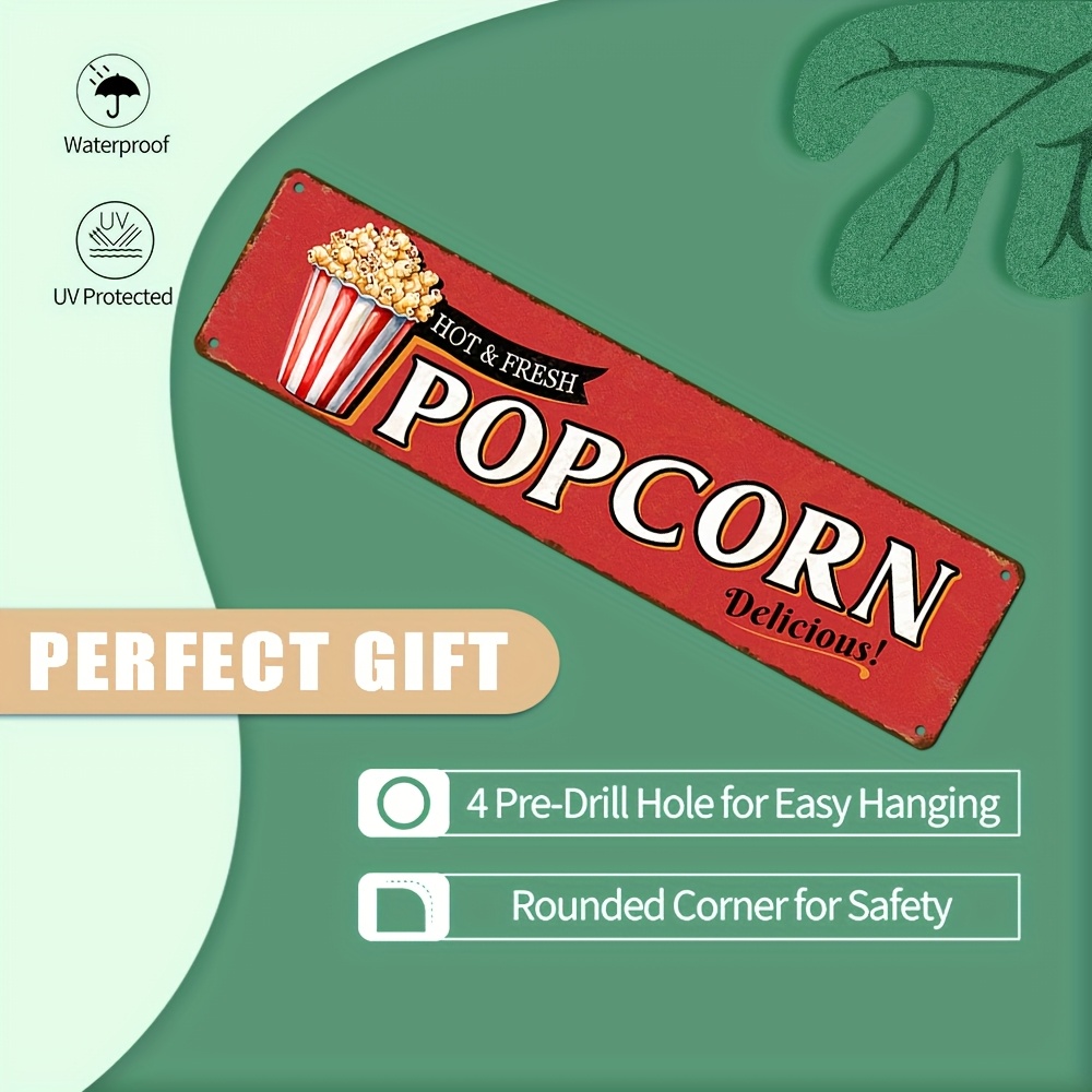Vintage Aluminum Popcorn Sign  - Home Cinema Design avis et prix