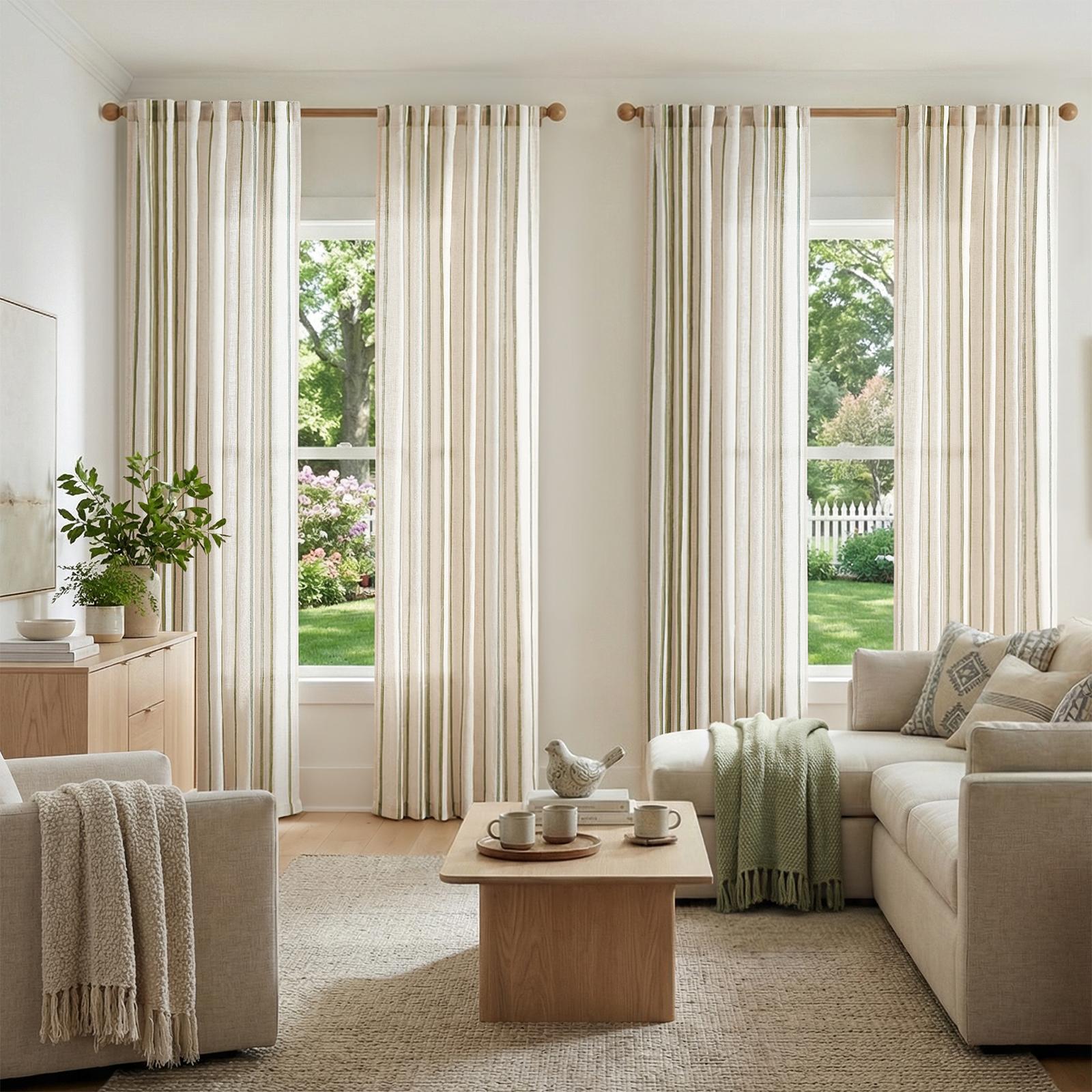 4 Panels Linen Curtains for Li - Blackout Curtain Thick avis et prix