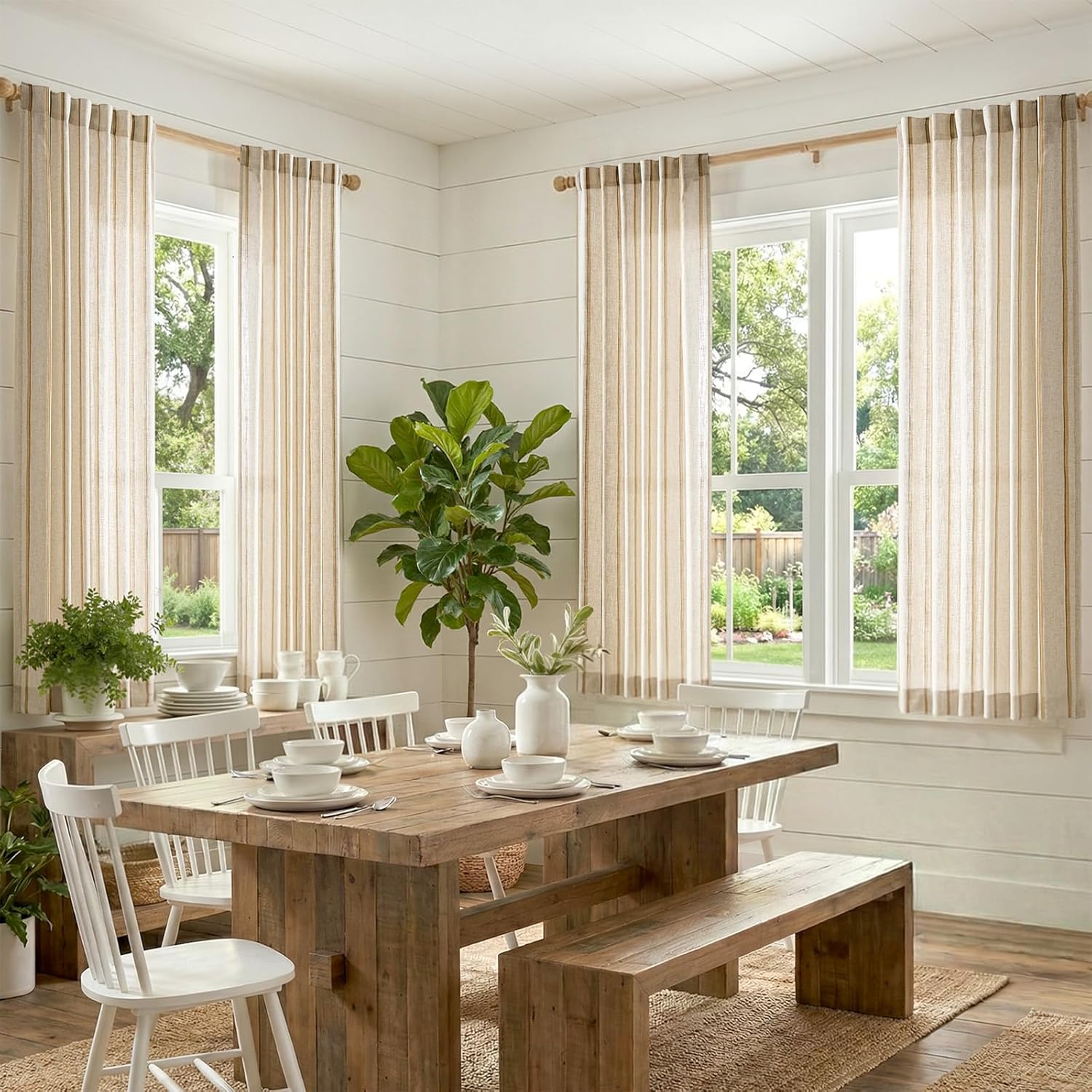 4 Panels Linen Curtains for Li - Blackout Curtain Thick avis et prix