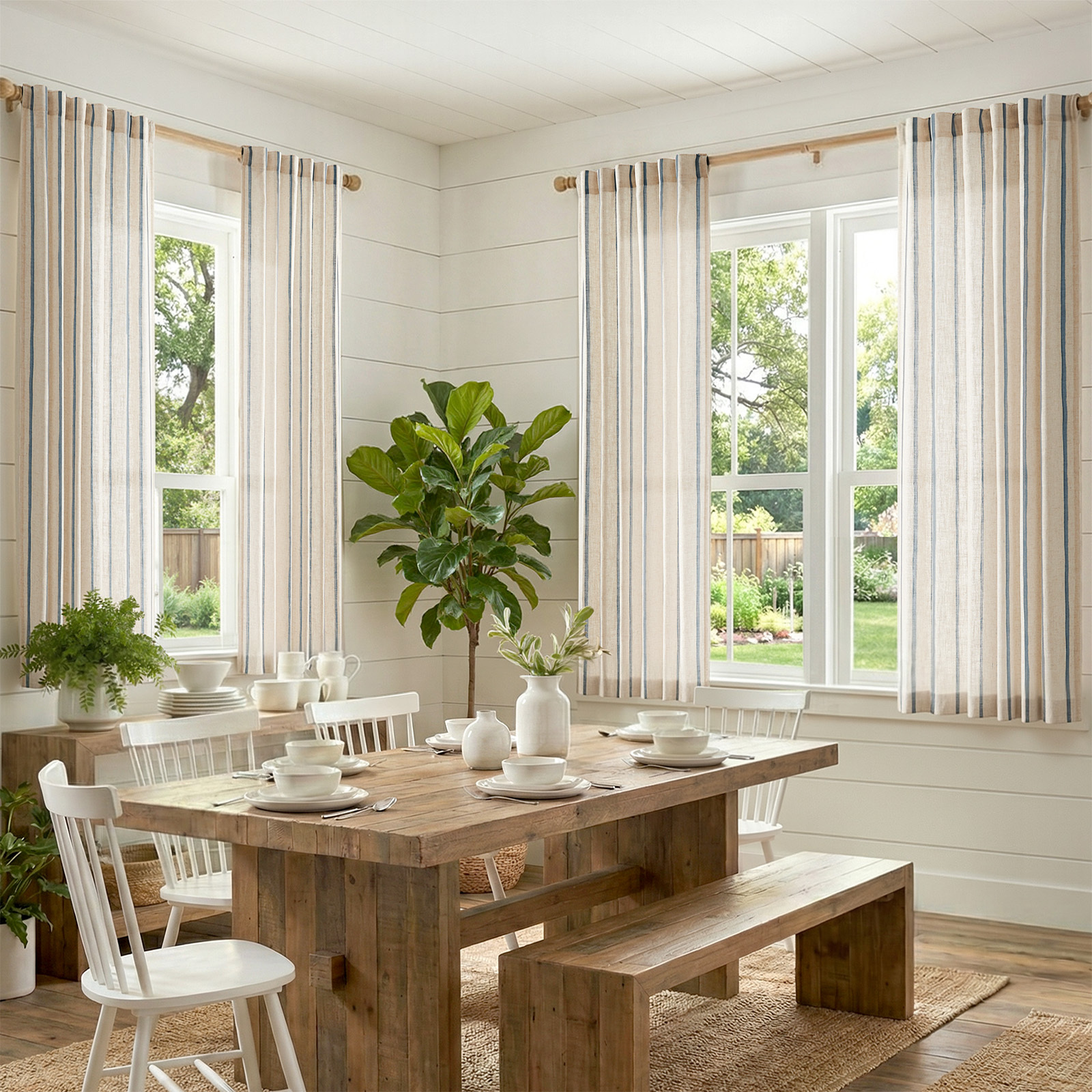 4 Panels Linen Curtains for Li - Blackout Curtain Thick avis et prix