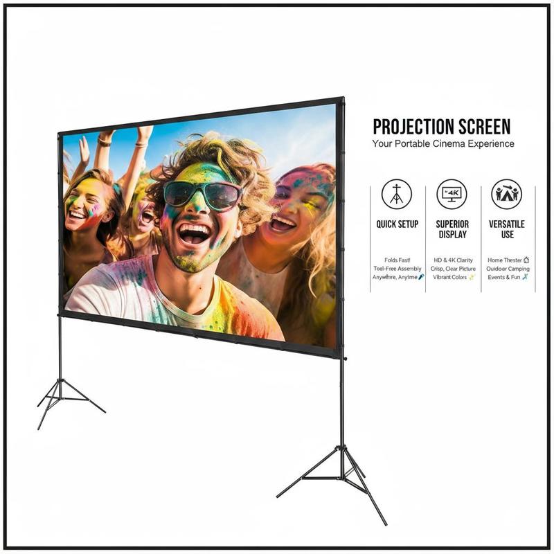 Projector Screen with Stand, 1 - Home Cinema Movies avis et prix