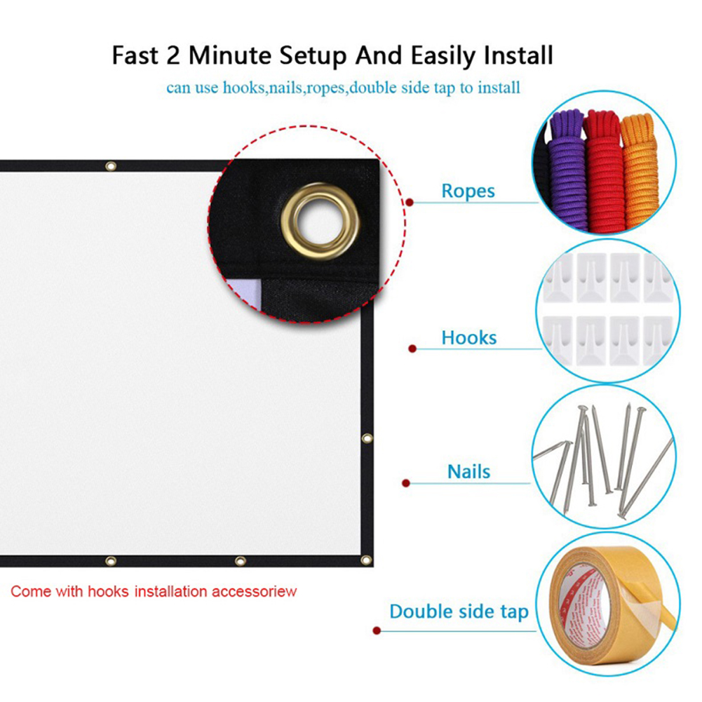 16:9 Simple Projector Curtain  - Home Cinema Movies avis et prix
