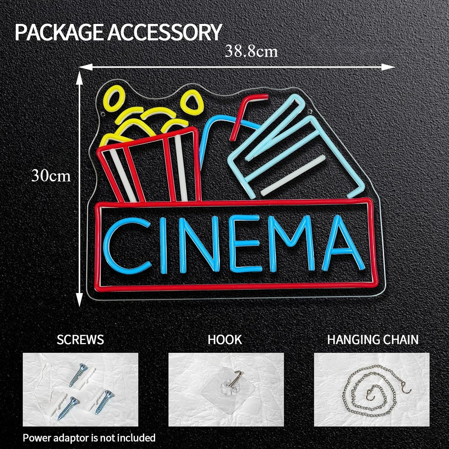 Cinema Neon Sign USB Powered L - Home Cinema Movies avis et prix