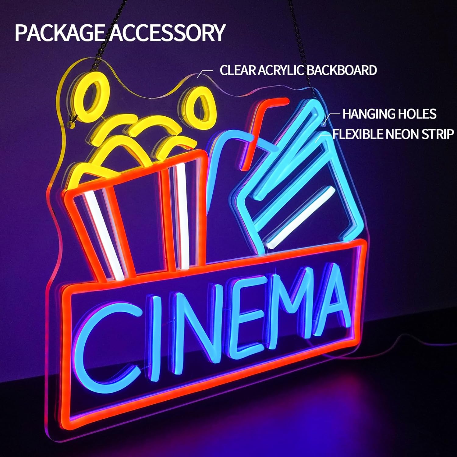 Cinema Neon Sign USB Powered L - Home Cinema Movies avis et prix