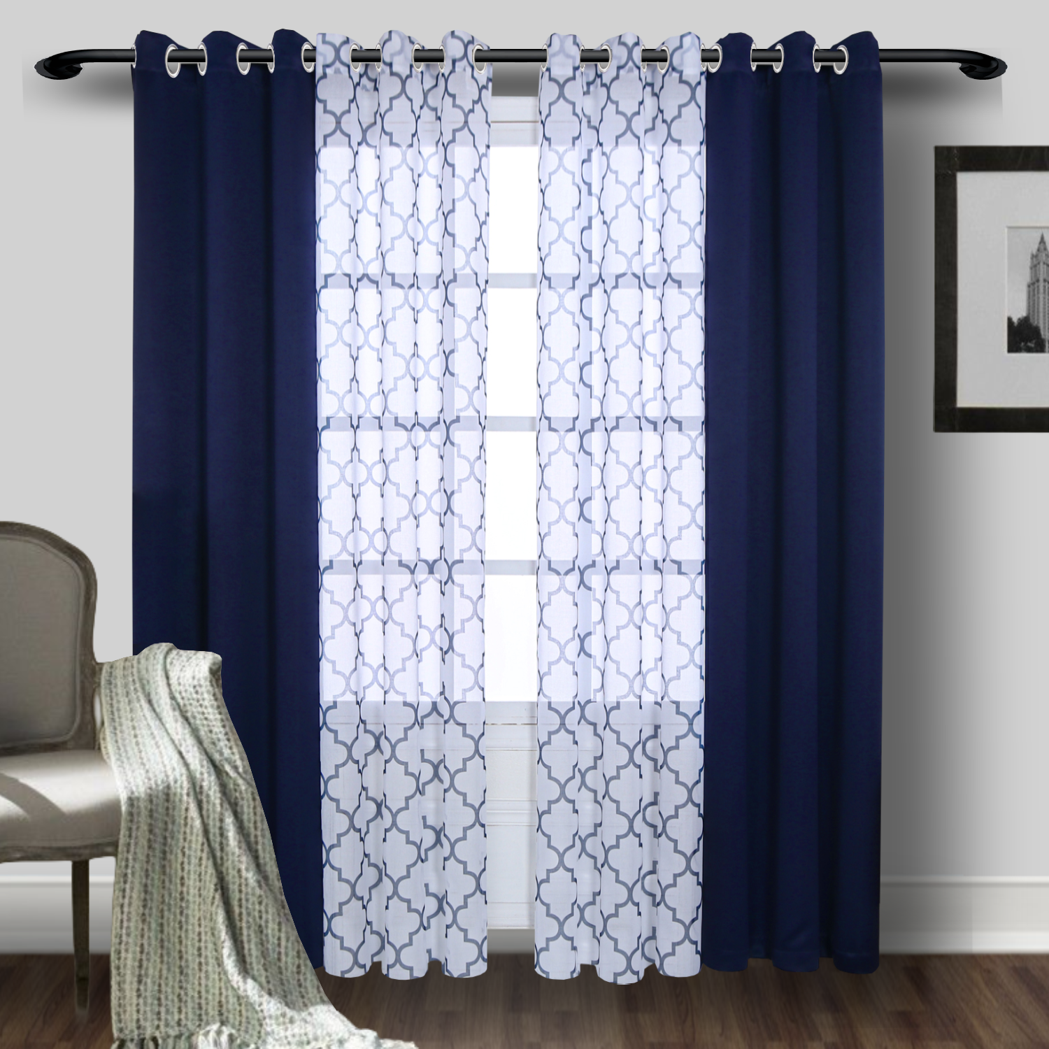 2PCS Curtains, 1PC Moroccan Pr - Blackout Curtain Thick avis et prix