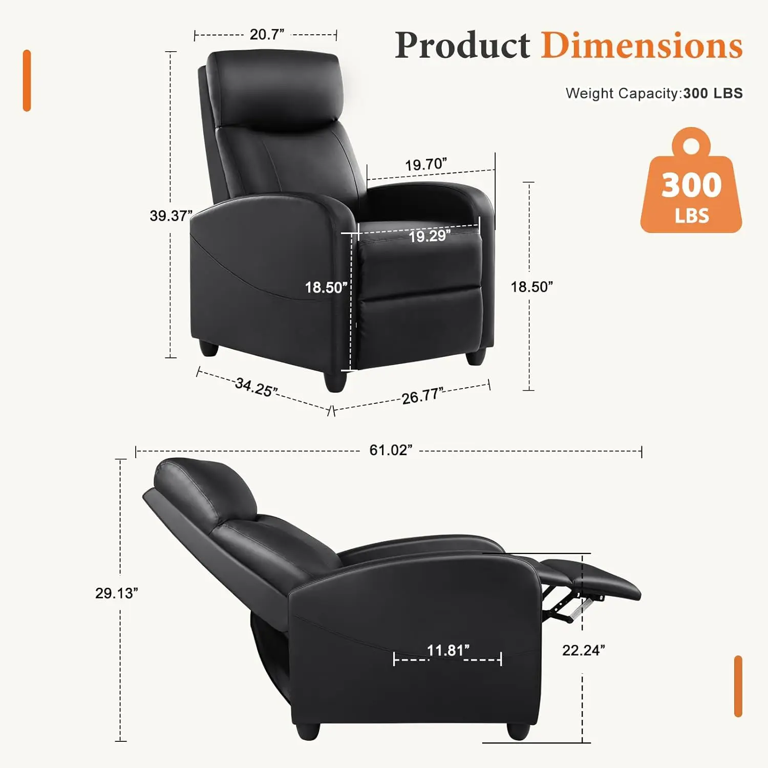Recliner Chair PU Leather Recl - Home Cinema Recliners avis et prix